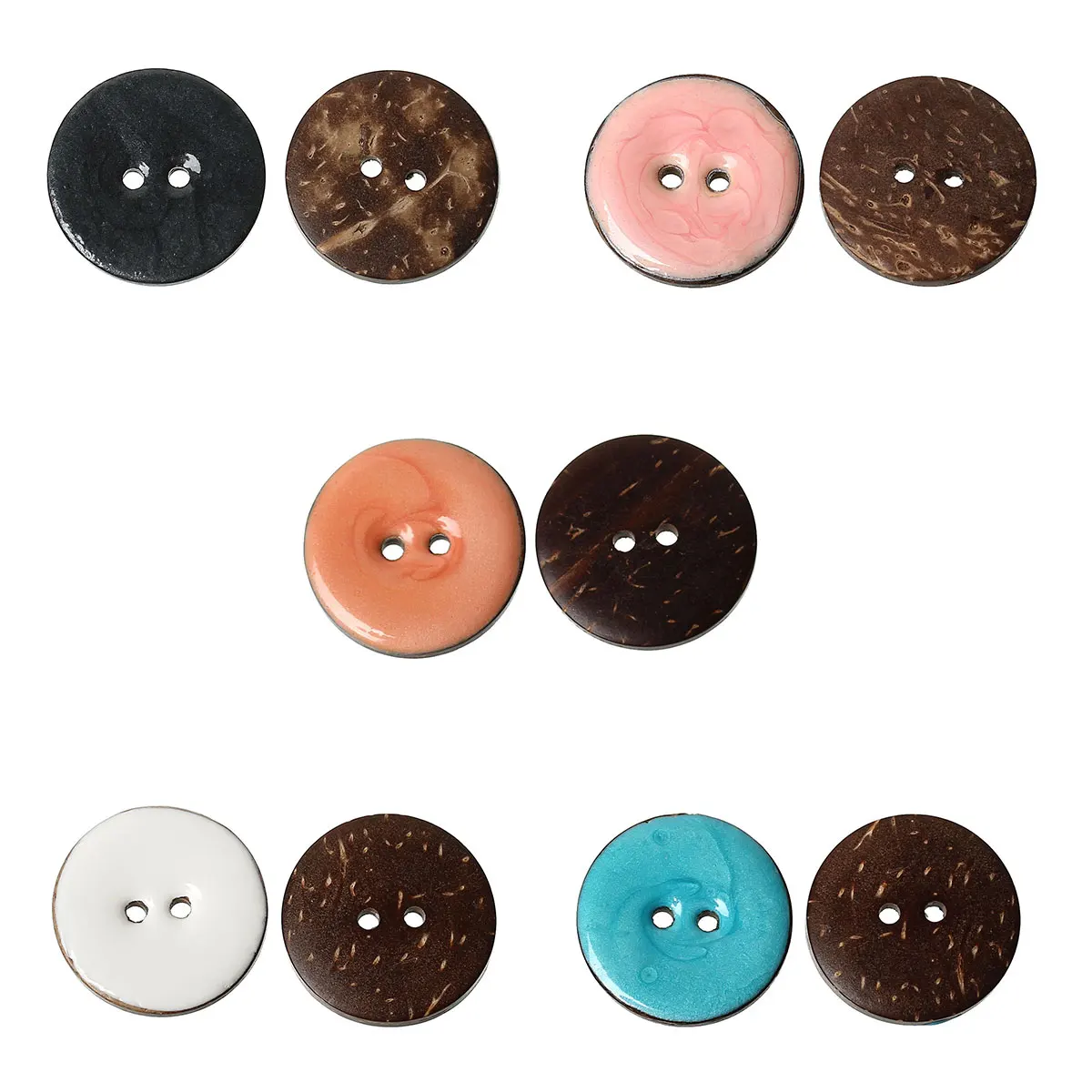 

DoreenBeads Coconut Shell Sewing Buttons Scrapbooking Handmade Round 2 Holes Enamel Mixed Color 25mm(1")Dia,10PCs 2016 new