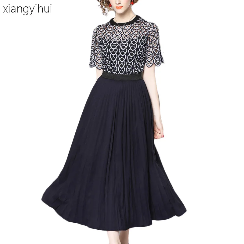 

Sexy Dress Club Wear Party Dress 2018 New Arrivals Short Sleeve Hollow Out Pleated Women High Waist Dresses Bodycon Vestidos