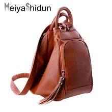 MeiyaShidun frauen tasche pu-leder rucksäcke casual umhängetasche multifunktions rucksack schultasche Mädchen quaste trage hand Daypack