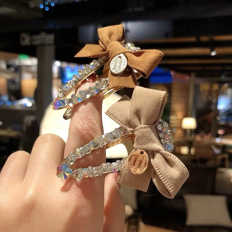 Elegant Bow Metal Rhinestone Hair Clip women Clips Barrettes Crystal Hairgrips Waterdrop Hairpins Hair Accessories Hairpins