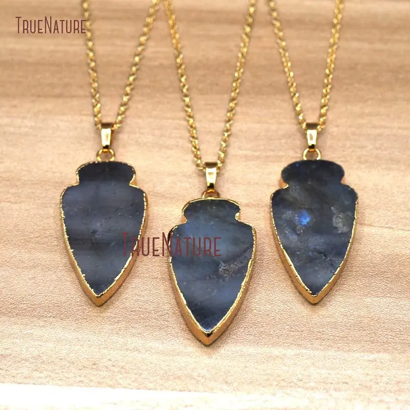 20171019-NM8019- Labradorite Necklace Gold Plating  Arrowhead Necklace-18inch-11.08g_4