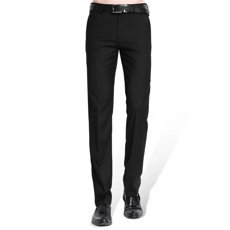 Men s Black Suit Separate Pant Flat Front Straight Slim fit Expandable Waist Lightweight Business Office