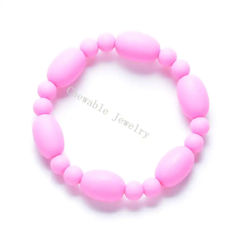 Силиконовый браслет Safy для ребенка известный дизайнер ювелирные изделия для женщин детский Прорезыватель силиконовые жевательные бусины Прорезыватель для ребенка - Окраска металла: pink