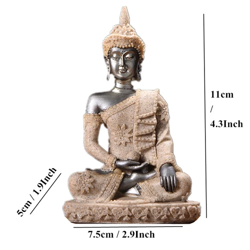 VILEAD 16 стиль статуя Будды природа песчаник Таиланд Будда скульптура Индус фэншуй Статуэтка медитация миниатюрный домашний декор - Цвет: Black Buddha 133
