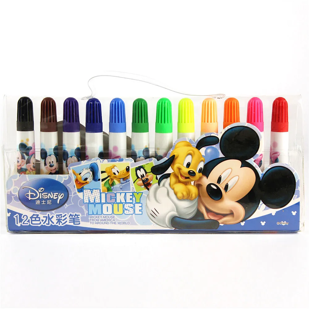 

Cartoon Mickey Minnie Cute Student water color Pencil Disney painting school supplies stationery 12 different colors