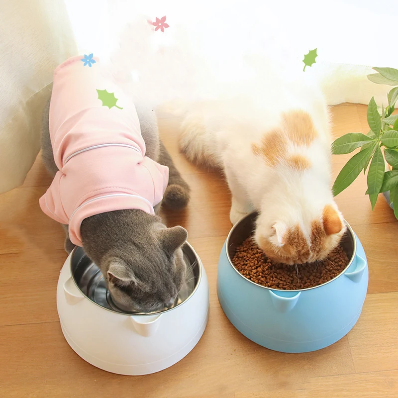 

Stainless Steel Cat Dog Bowl Feeder Bevel Protection Cervical Vertebra Pets Food Feeding Bowls For Cats Dogs Drinking Water Bowl