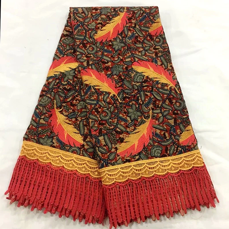 

African lace fabric 2018 high quality lace Wax Guipure Lace 6 Yard lot Cotton Stone Cheap Wax Cloth For Nigerian Wedding
