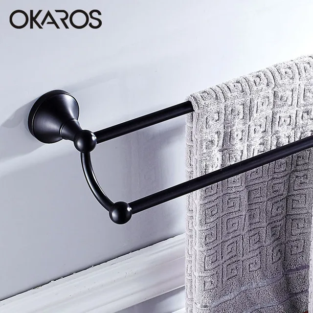 Us 49 15 29 Off Okaros Bathroom 60cm Double Towel Bar Rack Holder Solid Br Oil Rubbed Bronze Black Finish Rail Hanger In Us 49 15 29 Off Okaros Bathroom 60cm Double Towel Bar Rack Holder Solid Br Oil Rubbed Bronze Black Finish Rail Hanger In