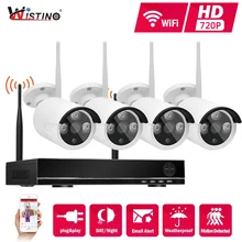 Wistino HD 720P CCTV Системы 4CH NVR Kit Беспроводной P2P Открытый ИК Ночное Видение безопасности 4 шт. WI-FI набор IP камер Plug and Play