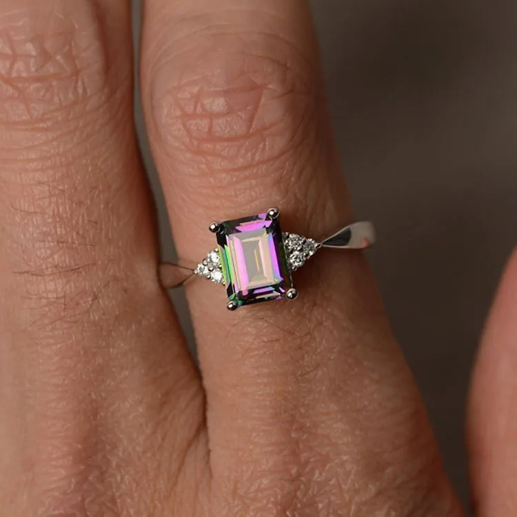 Модные мужские женские цветные каменные кольцо с фианитом, креативная индивидуальность, инкрустированные радужные кристаллы циркона, кольцо наивысшего качества