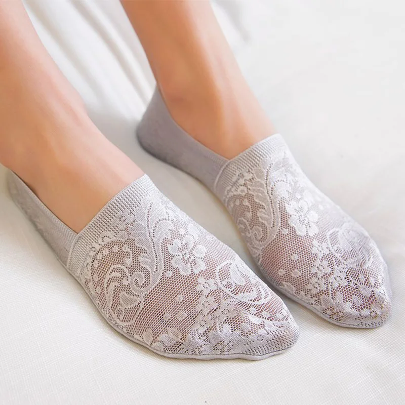 

1 Pair Fashion Women Girls Summer Style Lace Flower Short Sock Antiskid Invisible Ankle Socks 2019