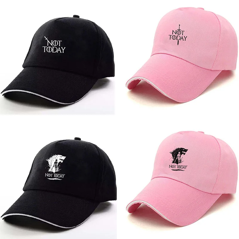 

New Arya Stark NOT TODAY Unisex Women Men Hats Baseball Cap The Same letter Adjustable baseball hat peaked White Pink cap