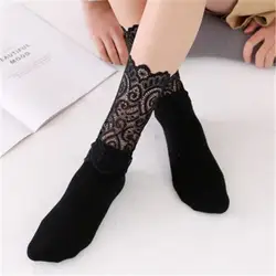 1 пара лето сексуальные ретро кружевные цветочные Черные Сетчатые женские носки для девочек эластичные модные женские хипстерские милые