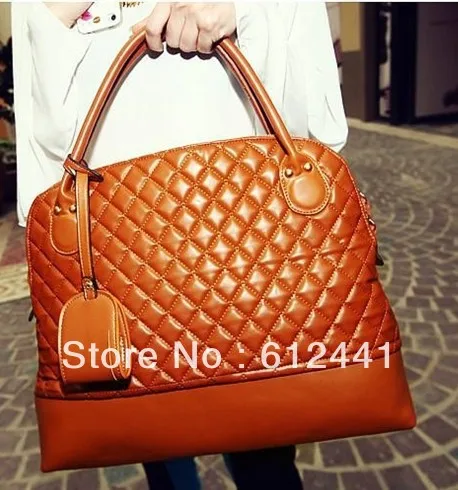 Free Shipping Fashion New Style Plaid PU Leather Women Handbag Lady Tote Bag |