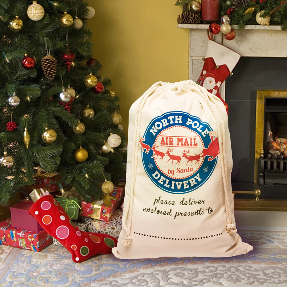 Buy Postmark Canvas Drawstring Christmas Sack