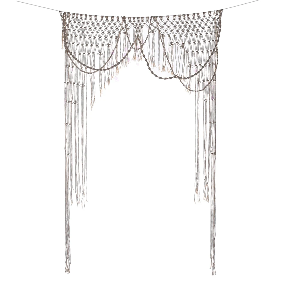 

Handmade Macrame Hand-woven Sequin Door Curtain Wedding Party Backdrop Home Hanging Decoration Curtain Tapestry 1.5x2m