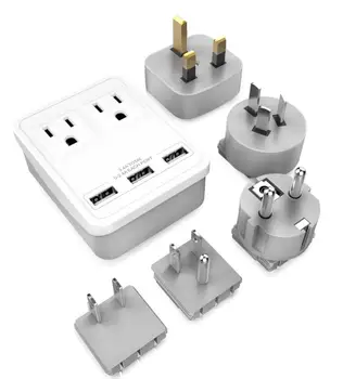 

2019 Five Holes Socket+3 USB Wall Socket Charger AC/DC Power Adapter Plug Outlet Panel with 5pcs Plugs(EU US UK AU JP) Package
