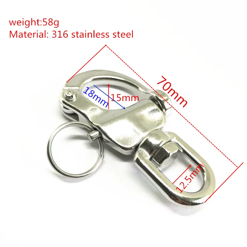70mm Bail Rigging Sailboat Swivel Snap Shackles 316 Stainless Steel Swivel Shackles (3)_