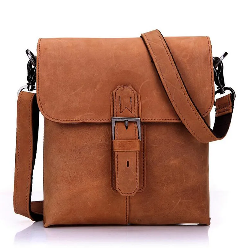 

Men Crazy Horse Genuine Leather Shoulder Bag Male Vintage Small Messenger Bags Casual Shoulder Bag Crossbody Bags Men's Handbags
