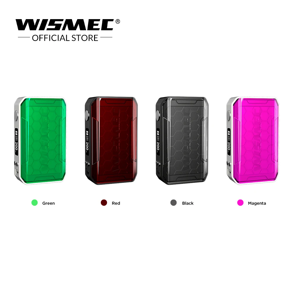 Original WISMEC SINUOUS V200 TC Box Mod Output 200W Wattage By VW/TC/TCR Mode 510 Thread Electronic Cigarette mod