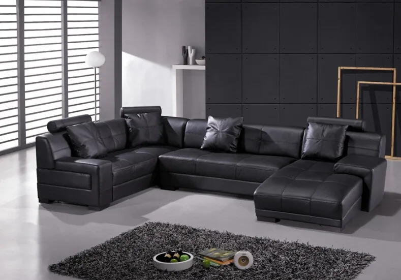 Современный кожаный угловой диван с диван из натуральной кожи секционные диваны для гостиной