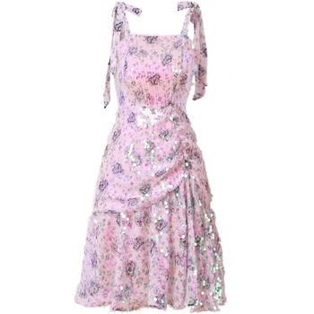 

New fashion temperament sequin embroidery printed bow tie sexy dress Women Dress 2019 Summer Sexy Off Shoulder Party Dresses