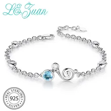 L& zuan браслет из стерлингового серебра 925 пробы для женщин 0.93ct натуральный голубой камень топаз круглые браслеты и браслеты серебро ювелирные украшения подарок