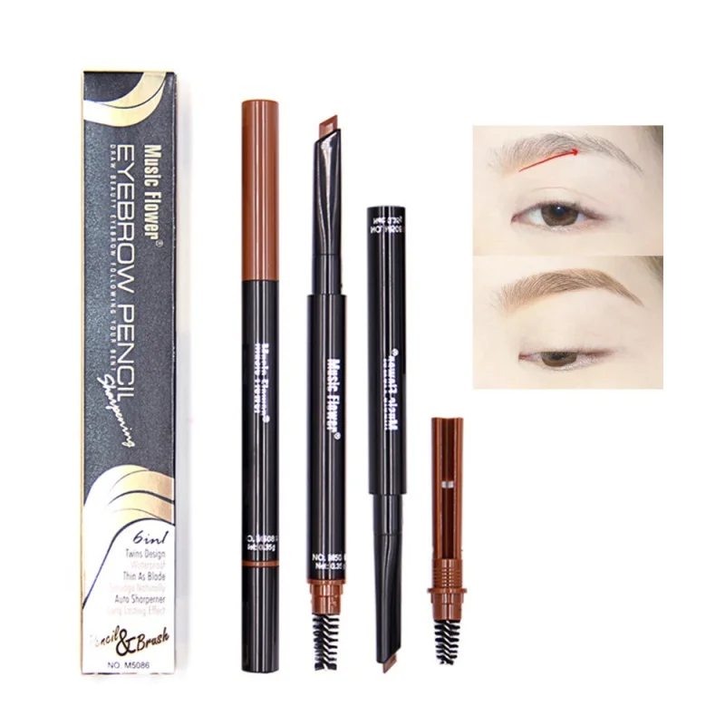 3 Colors 2 in 1 Natural Eyebrow Pencil With Brow Brush Automatic