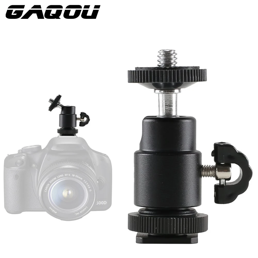 

GAQOU Tripod Mini Ball Head Hot Shoe Mount Adapter Camera Lock 360 Degree 1/4" Screw Plate Base for DSLR Video LCD Monitors