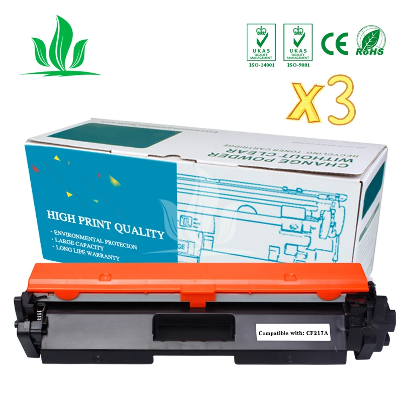 

3X CF217 217 17A Toner Cartridge Compatible for LaserJet Pro M102a M102W 102 MFP M130a M130fn 130 130fn M102 M130 with Chip ZH