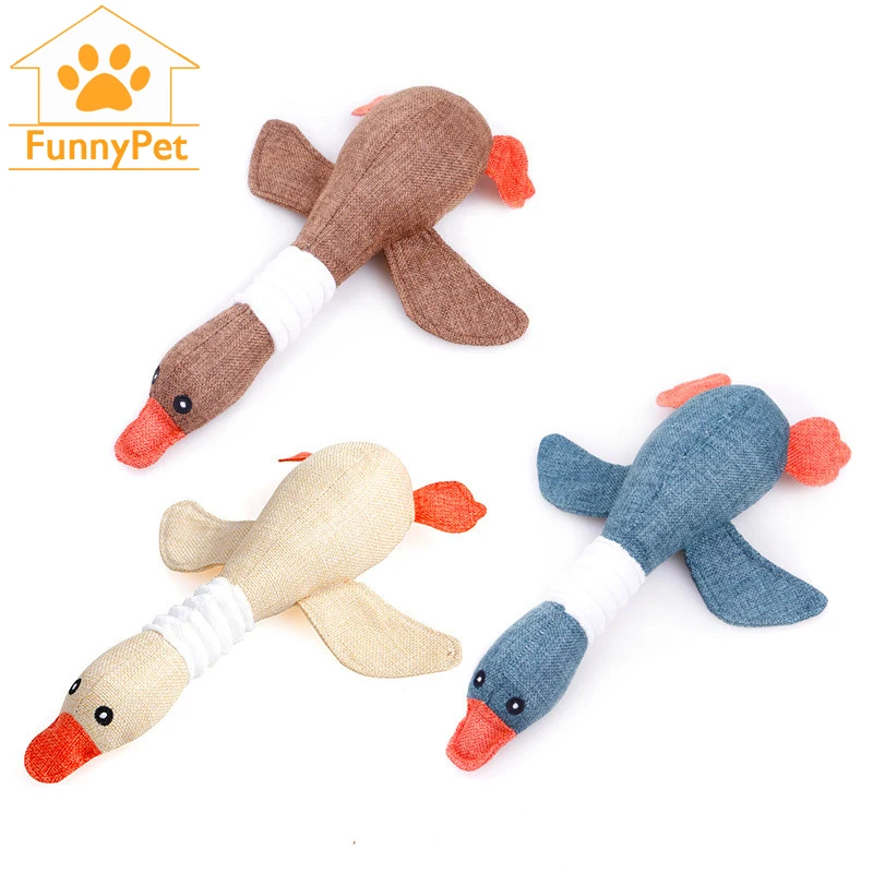 

Dog Toy Squeaky Wild Goose Shape Fleece Plush Toy Squeaker Sound Molars Chew Clean Tooth Interactive Pet Toy Training Playing