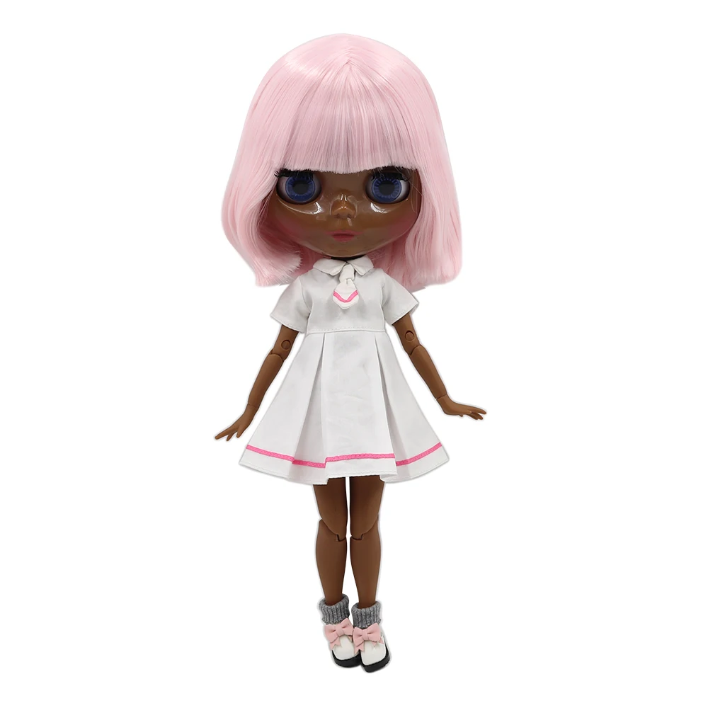 Кукла Blyth ICY DBS с темным тоном кожи милые розовые мягкие короткие волосы челкой