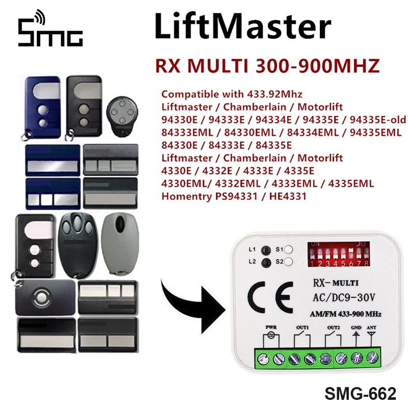 

Liftmaster 300-868mhz receiver gate remote transmitter receiver Liftmaster Garage door gate remote control receiver