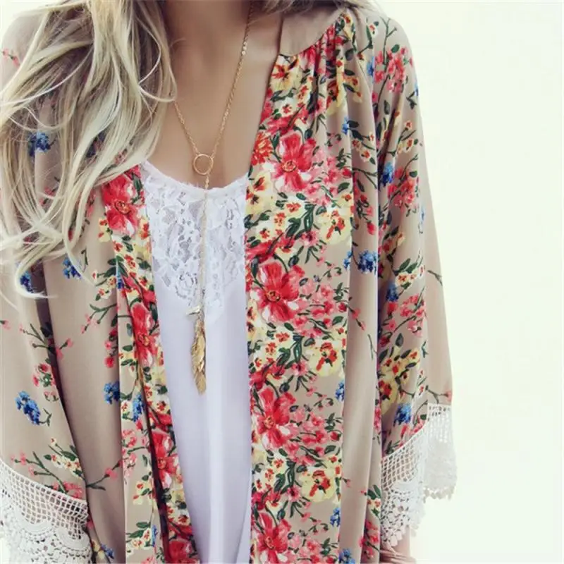 Autumn Women Chiffon Lace Crochet Open Cape Casual Coat Loose Blouse Floral Jacket Cardigan Tops Shirt-in Blouses u0026 Shirts from Womenu0027s Clothing ...