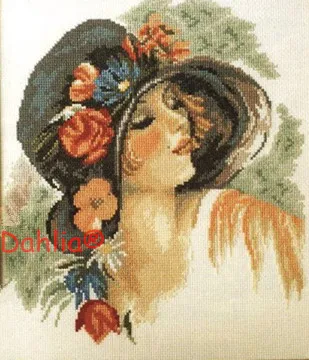 

Elegant woman with hat Painting Arts Needlework Embroidery DIY DMC Cross Stitch Kits Crafts 14CT Unprinted Home Decor Handmade
