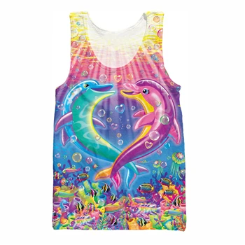 YX GIRL 2018 summer new style Cool vest Fashion Mens 3d Vest Cute animal Lisa Frank Print Unisex Casual Tank tops color as the picture