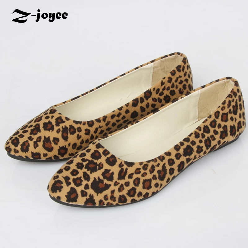 Women Shoes Flats 2017 Ballet Flats Mature Leopard Spring Summer Shoes Slip on Pointed Toe