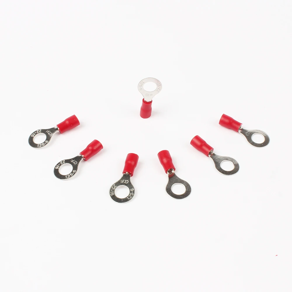 100 шт. RV1.25 6 Красный 22 16 AWG 0 5 1 мм2 Изолированный Кольцевой клеммный соединитель