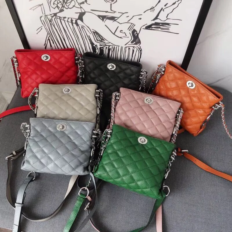 

Genuine Leather Bags Fashion Women Diamond Lattice Handbags Women Bags Luxury Ladies Crossbody Bag Soft Cow Leather Handbag
