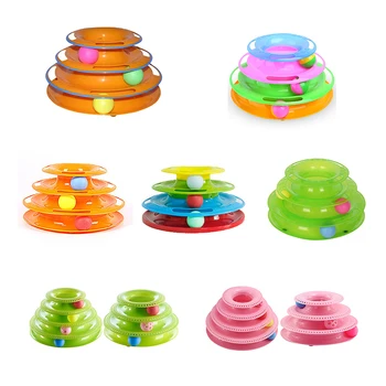 

Cat Ball Toys Three Tower Balls Disk Interactive Funny Kitten Plate Intellectual Play Disc Turntable Small Cats Toy Supplies