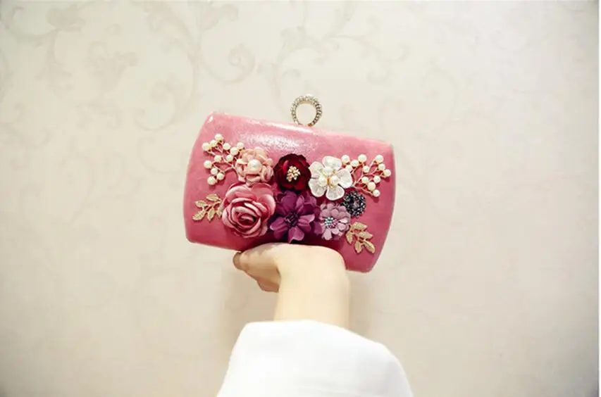 2022 High Quality Luxury Handmade Flowers Evening Bags Brand Dinner Clutch Purse With Chain Flower Banquet Bags MN258