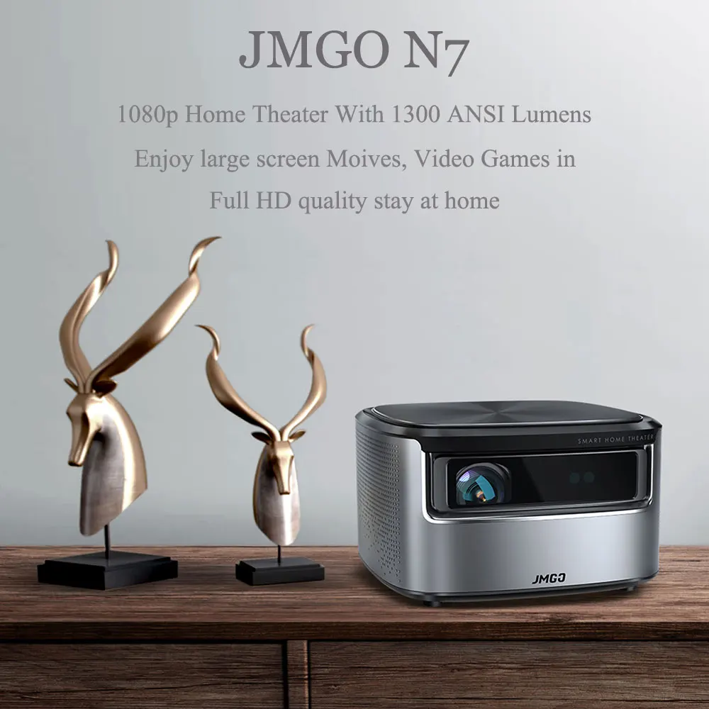 JMGO N7 Full HD Projector,1300 ANSI Lumens, 1920*1080P, 2G+16G, Home Theater WIFI Bluetooth HDMI USB Support 4K Smart Beamer JMGO N7 Full HD Projector,1300 ANSI Lumens, 1920*1080P, 2G+16G, Home Theater WIFI Bluetooth HDMI USB Support 4K Smart Beamer