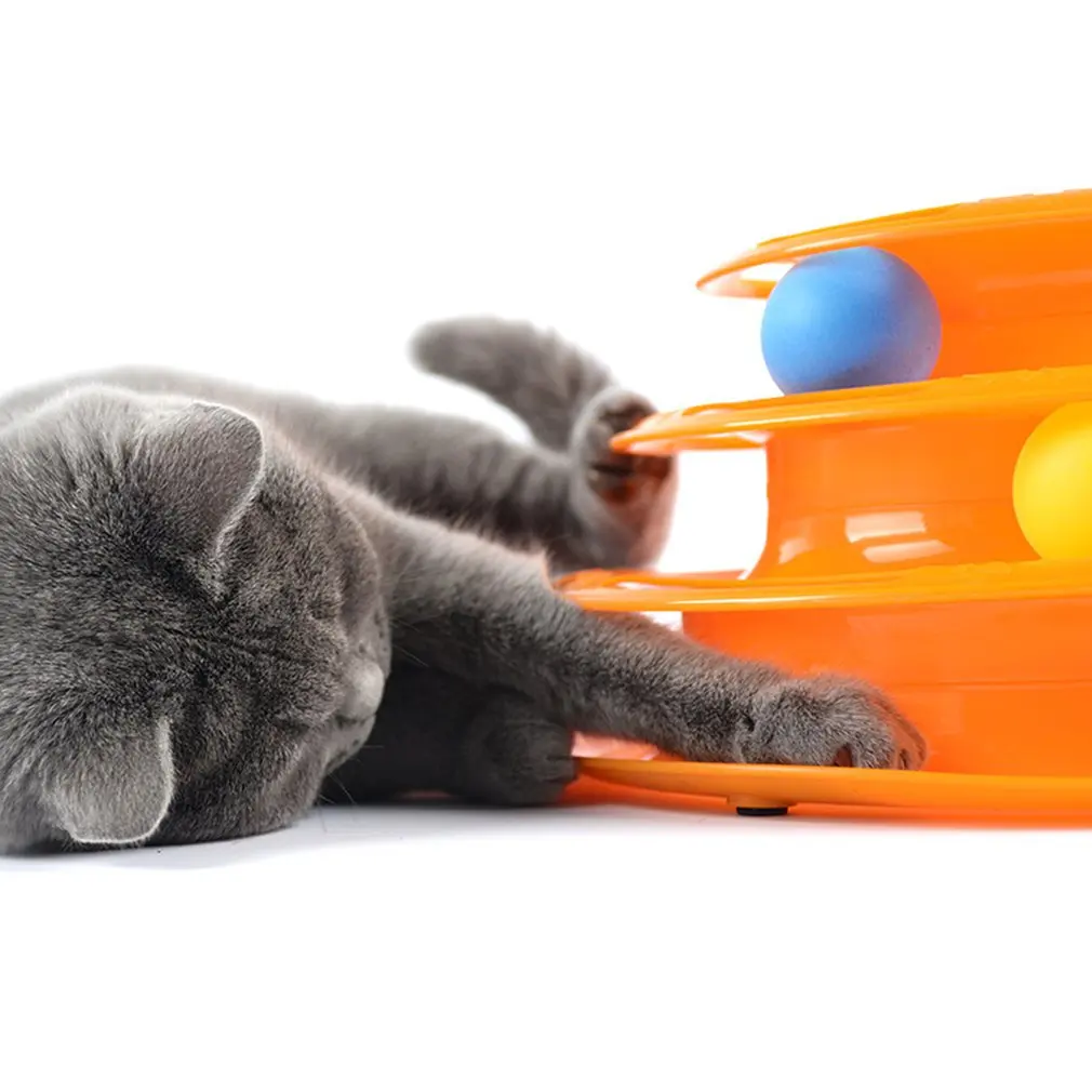 Башня треков мяч и трек интерактивная игрушка кошки забавная кошка игра интеллект тройной игровой диск Кот для игрушек шары