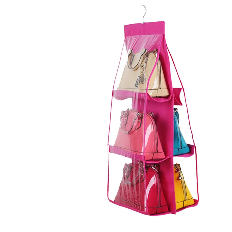 6 Pocket Hanging Bag Organizer Wardrobe Transparent Storage Bag for