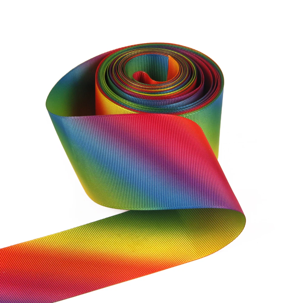 

David accessories 3/8"5/8 7/8" 1" 2" 3" grosgrain ribbon Rainbow double side multi color 50yards,DIY handmade materials,50Yc2938