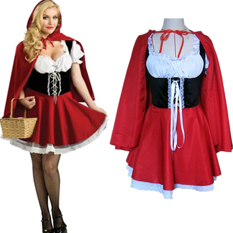 new fashion halloween costume adult women fantasy costume ladies little red riding hood costume plus size smlxl2xl3xl4xl in holidays costumes from
