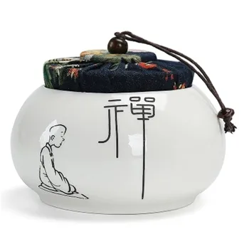 

Ceramic Tea Pot Cloth Cover Storage And Sealed Container Tea Canning Canister Green Tea Tieguanyin Packaging Box Porcelain Jars
