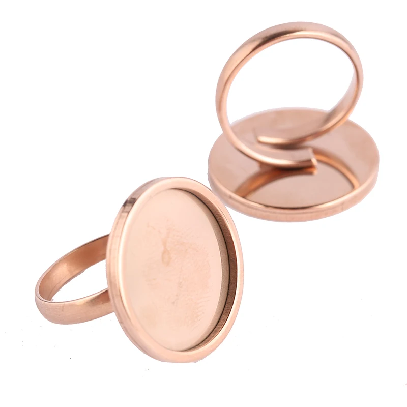 Shukaki, 2 шт., розовое золото, нержавеющая сталь, 20 мм, кабошон, кольцо, базовые настройки, сделай сам, пустое обрамление для ювелирных изделий, для изготовления ювелирных изделий