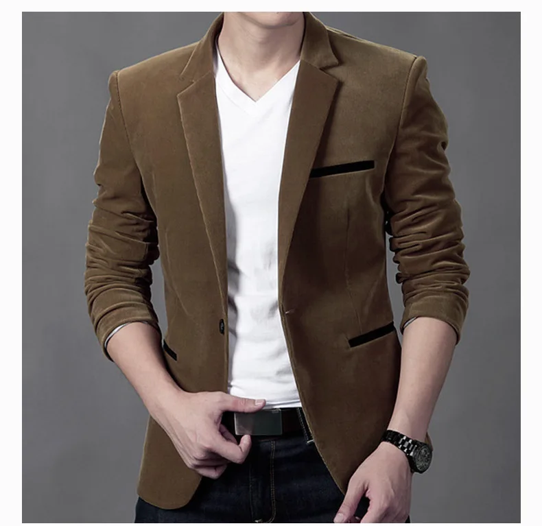 men jacket spring jacket men Spring new solid color corduroy men's
