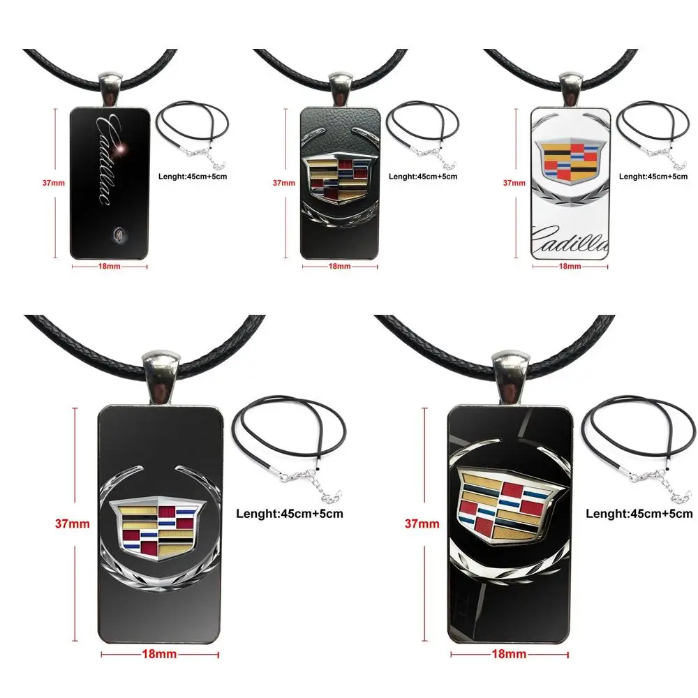 

Car Cadillac Logo For Women Party Fashion Glass Cabochon Necklace With Women Statement Pendant Rectangle Necklaces Jewelry